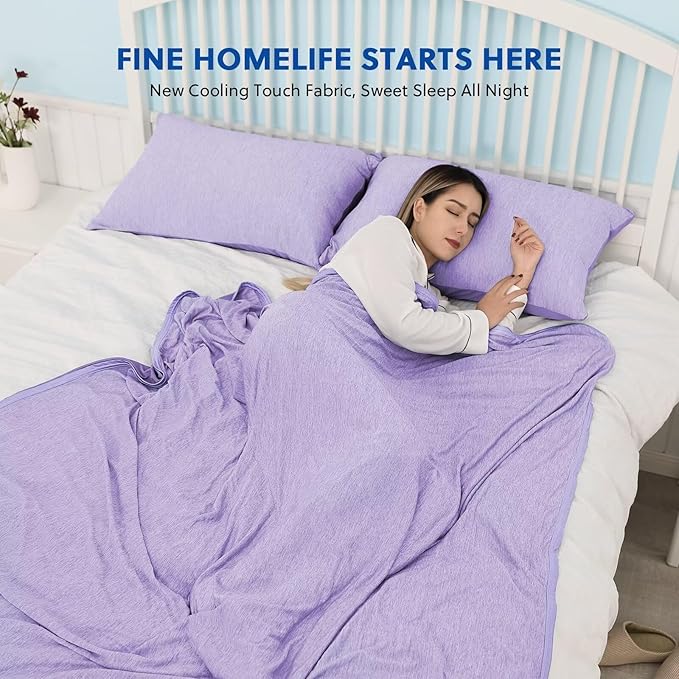 HOMFINE Cooling Blankets for Hot Sleepers - Summer Blanket Thin Lightweight Breathable Soft Double Side Enhanced Cooling for Bed Couch Sofa, Keep Cool for Night Sweats (Purple, 50 x 70 inches)-StrideForce Fitness