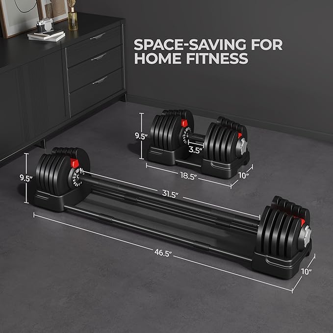 Yaheetech Adjustable Dumbbell Set Free Weight Dumbbells 40lbs/52.5lbs/90lbs Fast Adjust Dumbbells Dumbbell Weight Set, with Tray for Men/Women Strength Training Equipment-StrideForce Fitness