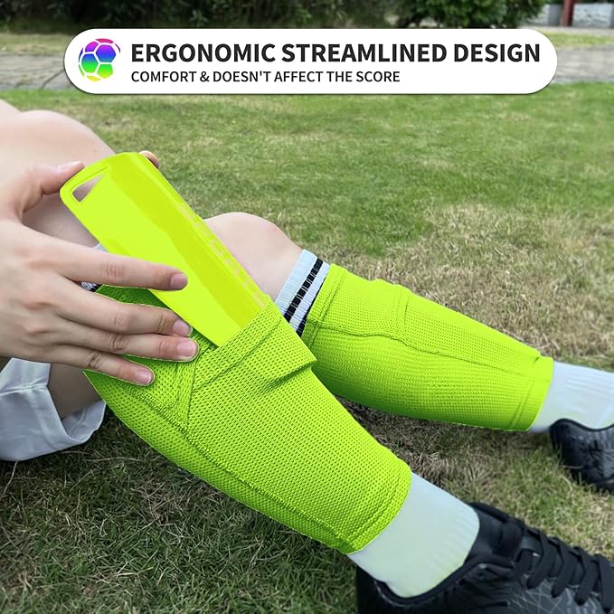 Kids Youth Soccer Shin Guards with Sleeves, Slip in Shinguards Soccer Shin Pads for 3-15 Years Old Boys Girls Child Teens-StrideForce Fitness