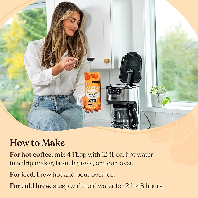 Four Sigmatic Focus Mushroom Coffee | Organic Ground Coffee with Lion's Mane Mushroom and Chaga for Better Focus and Immune Support | 12oz Bag-StrideForce Fitness