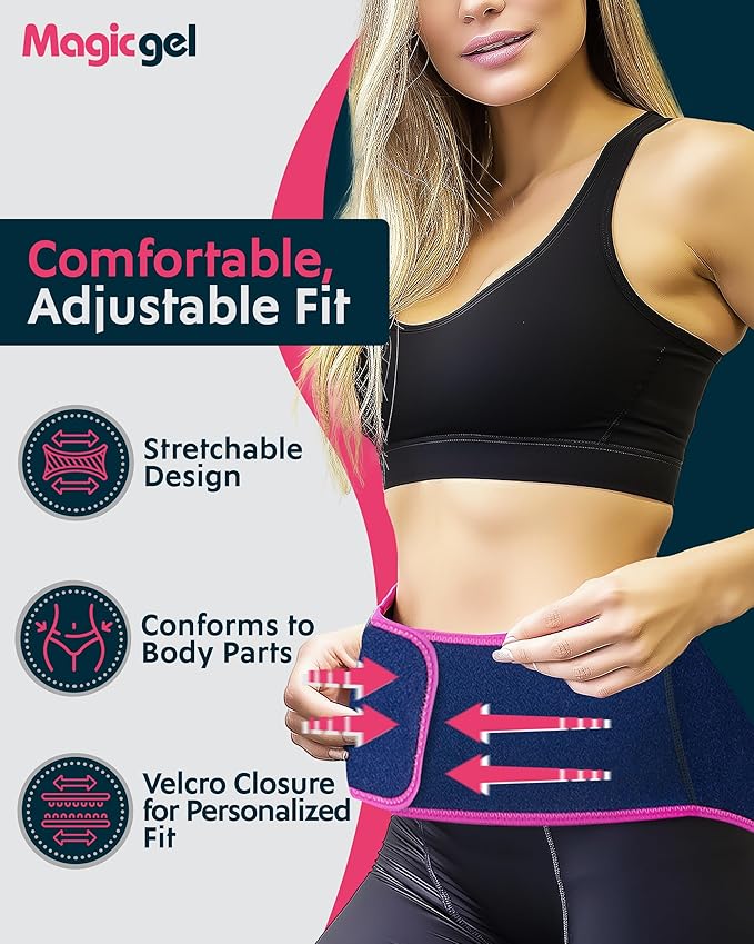 Magic Gel Ice Pack for Back Pain Relief | 2 Pack Reusable Lower Back Wrap for Hot or Cold Therapy | Relief for Lower Lumbar, Sciatic Nerve, Herniated or Degenerative Disc, Coccyx, Tailbone Pain-StrideForce Fitness