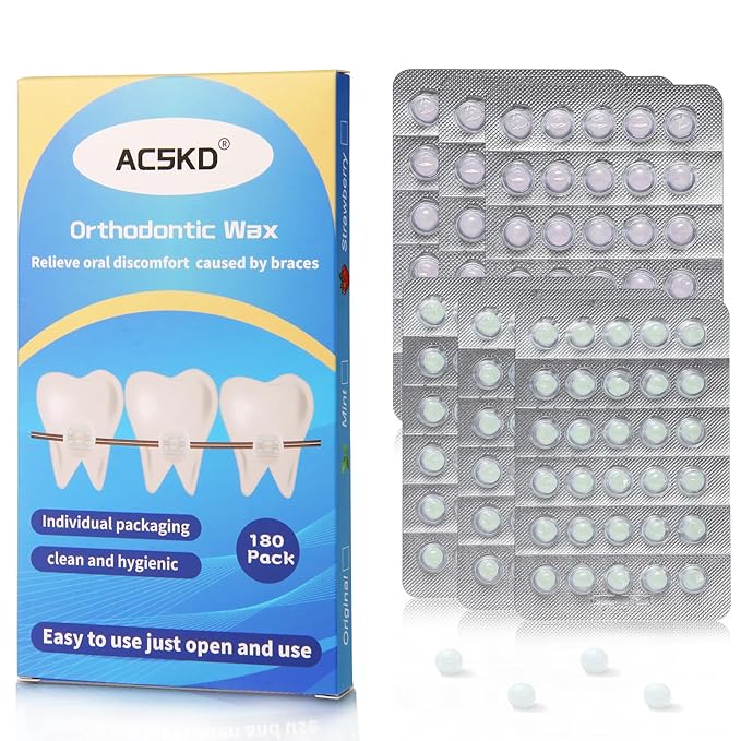 180PCS Braces Wax,Orthodontic Wax with Individual Packaging,Dental Waxs for Brace Travel Home Office,Mint and Strawberry Mix