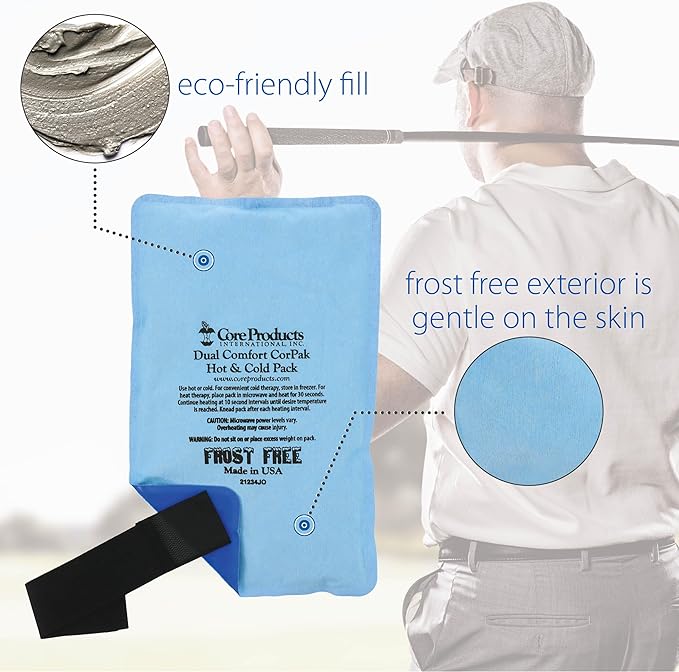 Core Products Dual Comfort CorPak - Reusable hot/Cold Pack for Knee, Back, Shoulder, or Ankle Pain; Use hot or Cold; Made in USA - 6" x 10"-StrideForce Fitness