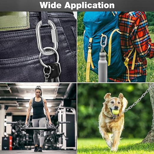 M5-30 Pack 1.95” Quick Links Chain Connectors, 3/16″ Galvanized Chain Locking Carabiners Hooks, 650LBS Heavy Duty Thread Quick Link Clips, Twist Oval Keychain D Shape for Swing, Camping-StrideForce Fitness
