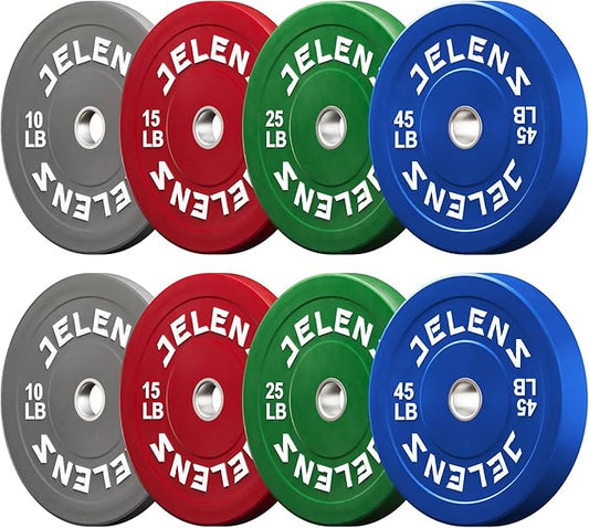 Olympic Barbell Weight Plates Set, 2-Inch Black/Colored Rubber Bumper Plate Weight Set for Strength Training and Weightlifting, Multiple Options-StrideForce Fitness