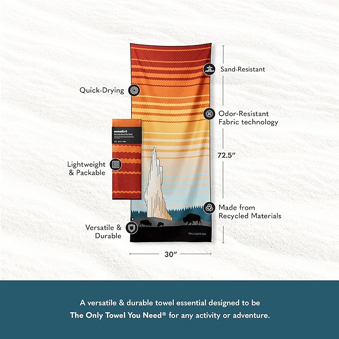 Nomadix Original Towel - Perfect for Beach, Pool, Travel, Camping, Yoga - Made with Recycled Materials - Super Absorbent - Sand Resistant-StrideForce Fitness