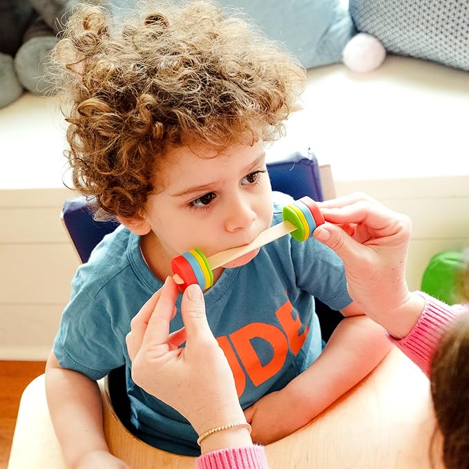 TalkTools Lip Gym with 100 Tongue Depressors - Fun Lip Fitness Program - Teaches/m, b, p/, Assists with/r/Production - Quick Reference Chart - Fits Standard ⅝” Tongue Depressors - No Harmful Toxins