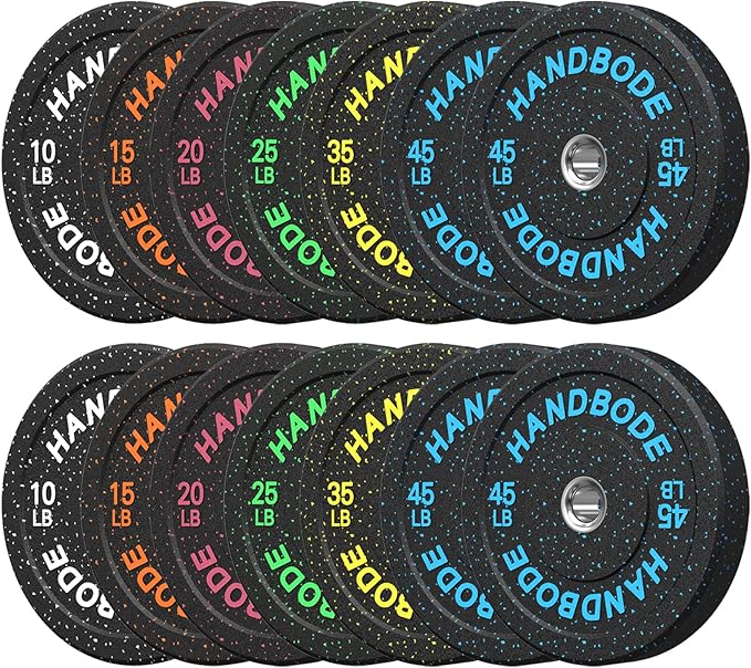 2-Inch Bumper Plates High Bounce, Olympic Weight Plate Set 45/100/160/190/260/300lb, Barbell Weight Plates Set for Home Gym, Colored Weights Rubber Strength Training Plate for Weight Lifting-StrideForce Fitness