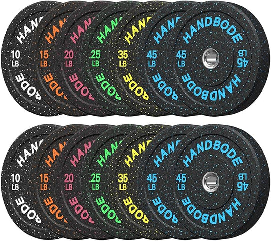 2-Inch Bumper Plates High Bounce, Olympic Weight Plate Set 45/100/160/190/260/300lb, Barbell Weight Plates Set for Home Gym, Colored Weights Rubber Strength Training Plate for Weight Lifting-StrideForce Fitness