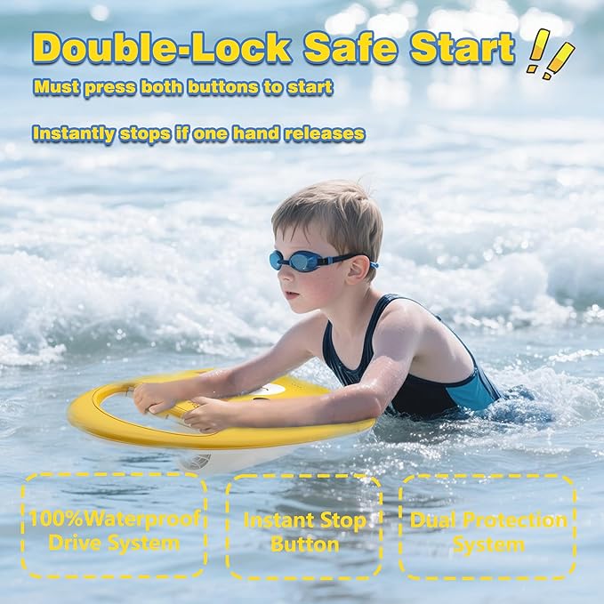 Electronic Swim Kickboard, Underwater Scooter Surfboard Underwater Scooter Portable Swimming Kickboard with Safety Lock for Kids Adults Water Sports-StrideForce Fitness