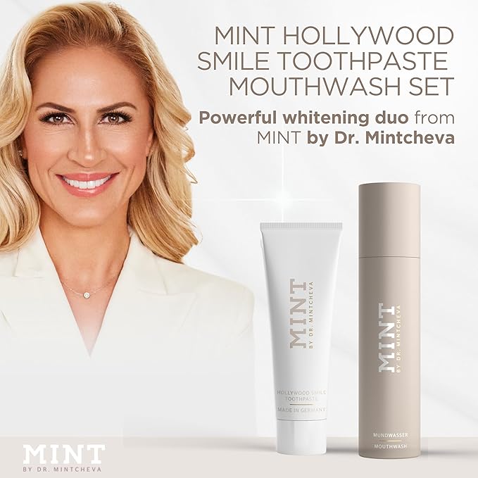 Mint Bright Smile Essential Set – Whitening Polishing Paste & Mouthwash – MPT1 Ultra Polish Technology with Perlite – Hydrogen Peroxide for Radiant Teeth – Vegan, Alcohol-Free, Microplastic-Free