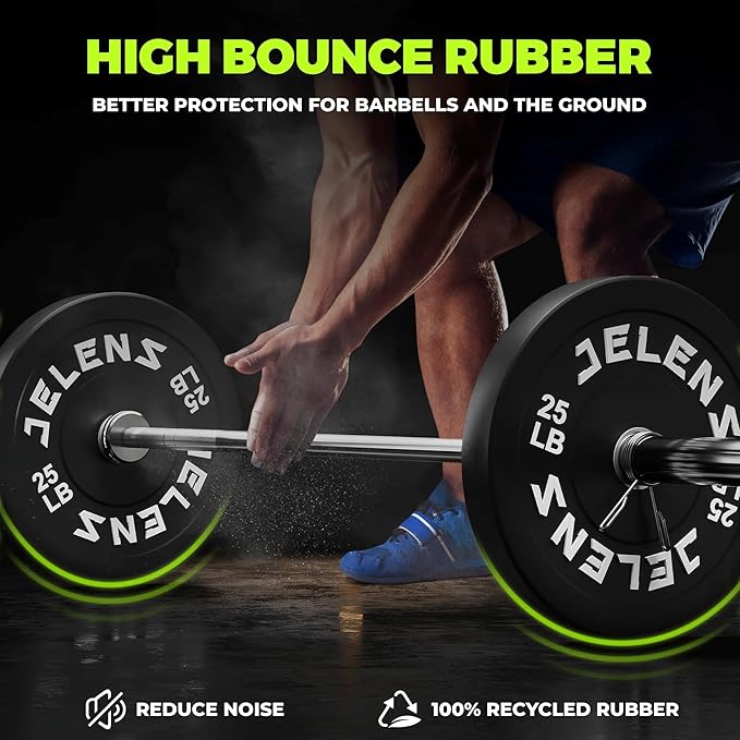 Olympic Barbell Weight Plates Set, 2-Inch Black/Colored Rubber Bumper Plate Weight Set for Strength Training and Weightlifting, Multiple Options-StrideForce Fitness