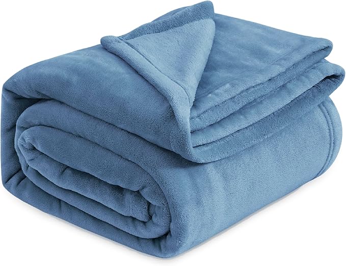 Bedsure Fleece Blankets King Size Washed Blue - Bed Blanket Soft Lightweight Plush Cozy Fuzzy Luxury Microfiber, 108x90 inches-StrideForce Fitness