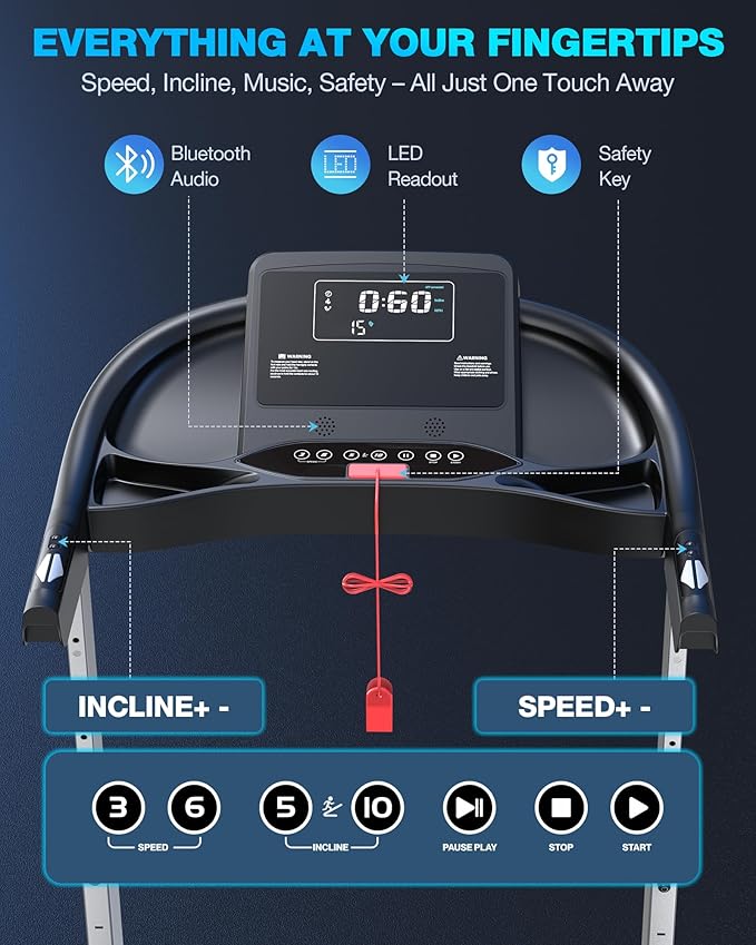 WELLFIT Auto Incline Folding Treadmill - 10% Incline Desk Walking Pad Treadmill with Handlebar, 400 lbs Heavy-Duty Capacity, Space-Saving Quiet Under-Desk Design for Home Office, Seniors & Fitness-StrideForce Fitness