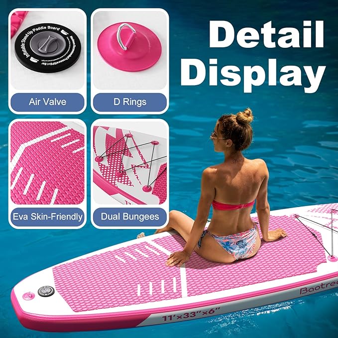 Inflatable Stand Up Paddle Board (6'' Thick) - Premium SUP Board with Durable SUP Accessories & Non-Slip Deck | Includes Paddle Pump & Backpack | for Adults/Youth-StrideForce Fitness
