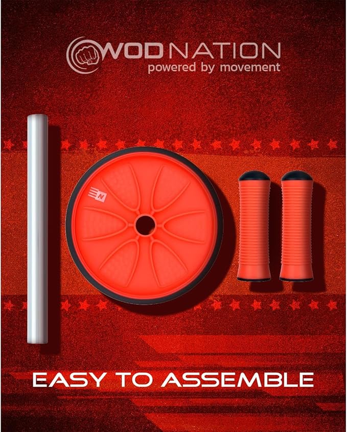 WOD Nation Ab Roller - Black & Red, Modern Core Fitness Equipment for Home Gym & Travel - Ab Wheel for Workout & Core Stability-StrideForce Fitness