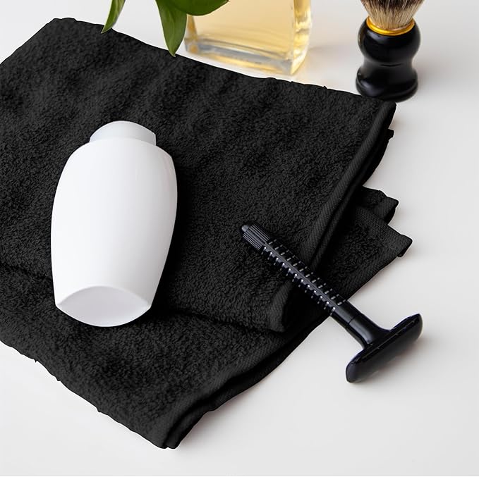 Avalon Salon Towel - Black Hand Towels Bulk Pack of 24-100% Cotton Absorbent Spa, Facial & Gym Towels for Working Out - 16x27 Inches (Not Bleach Proof)-StrideForce Fitness