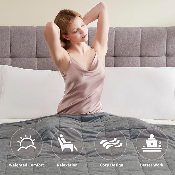 L'AGRATY Weighted Blanket - 48"x72" 20lbs Soft Breathable Heavy Blanket Minky Material with Glass Beads for Adult All-Season Summer Fall Winter Soft Thick Comfort-StrideForce Fitness