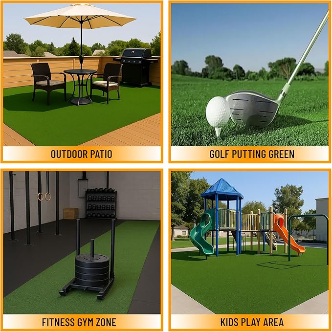 Ottomanson Artificial Turf Golf Hitting Mat 3' x 30' Indoor/Outdoor Waterproof Synthetic Fake Grass for Putting Practice Baseball Football Sports Gym Backyard, Custom Size 2' up to 30'-StrideForce Fitness