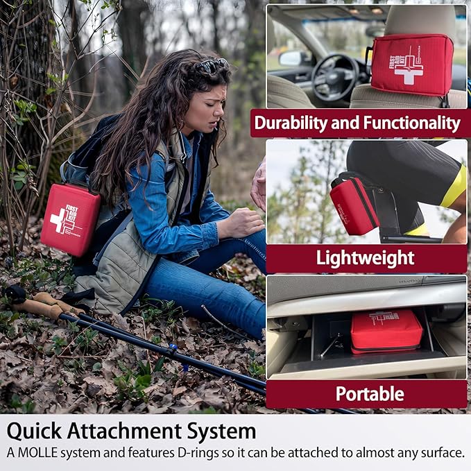 First Aid Kit, Professional Trauma First Aid Kit with Labelled Compartments Molle System for Car, Hiking, Backpacking, Camping, Traveling, and Cycling-StrideForce Fitness