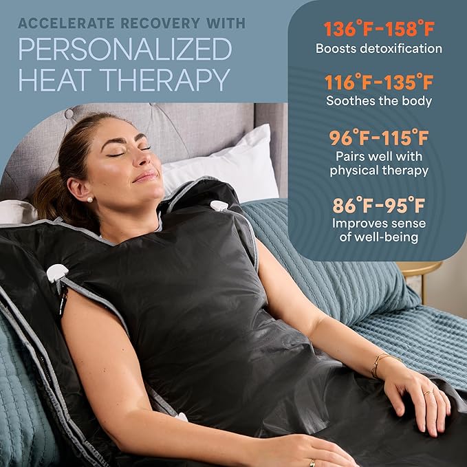 Lifepro BioRemedy Infrared Sauna Blanket – Available in 5 Colors – Portable Far Infrared Home Sauna Bag for Detox, Tension, and Relaxation – Adjustable Temp (86–158°F) & Timer – Includes Detox Wraps-StrideForce Fitness