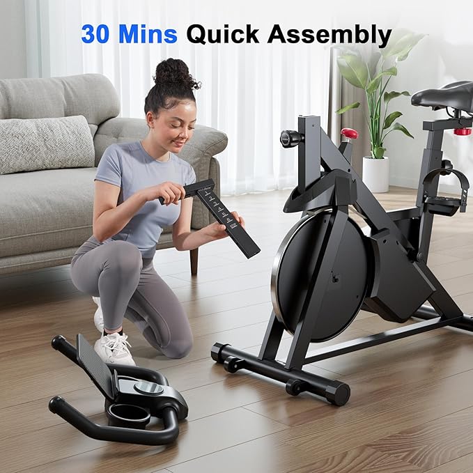 Superun Exercise Bike, Stationary Bikes for Home Gym with 32-Level Magnetic Resistance, 300LBS Capacity Indoor Cycling Bike with Comfortable Seat, LED Display-StrideForce Fitness
