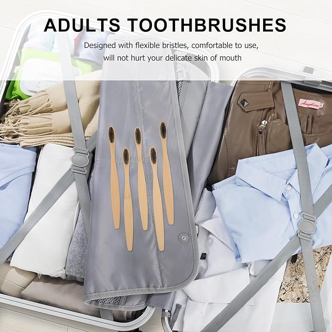 10Pcs Natural Toothbrushes for Adults Flexible Soft Bristles Ergonomic Handle Biodegradable Oral Care for Home Use