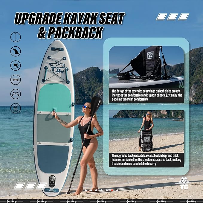 Inflatable Paddle Board with Premium SUP Board Accessories, Allround Paddle Boards for Adults/Kids,Stand Up Paddle Board Defender Collection-StrideForce Fitness