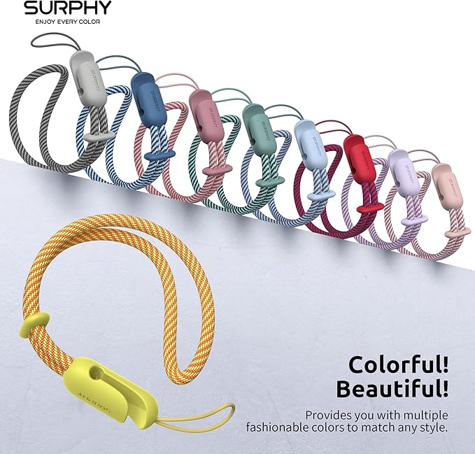 SURPHY 2 Pack Phone Lanyard for Cellphone Case, Phone Wrist Strap for Case, Cellphone Strap with 2-Color Braided, Charm Wrist Lanyard for Women and Men, Yellow & Gray