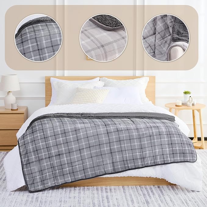 L'AGRATY Weighted Blanket - 48"x72" 15lbs Soft Breathable Heavy Blanket Flannel Material with Glass Beads for Adult All-Season Summer Fall Winter Soft Thick Comfort-StrideForce Fitness