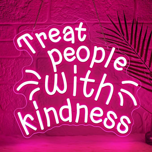 Treat People with Kindness Neon Sign,Pink Led Neon Signs for Wall Decor,Dimmable Inspiring Letter Neon Lights USB Be Kind Light Up Signs for Bedroom Classroom Kids Room,Gift for Boys Girls-StrideForce Fitness