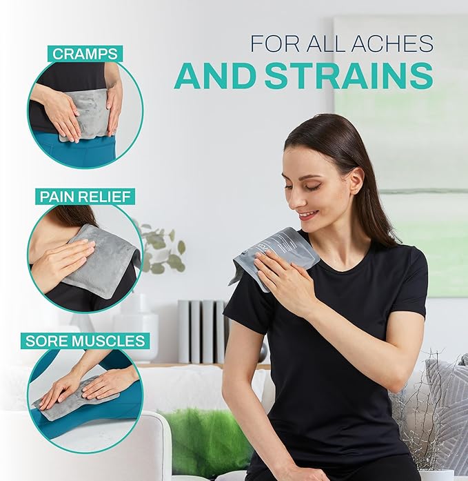 Reusable Ice Packs for Injuries - (10" x 6") Soft Ice Pack with 1 Sided Velvet Soft Fleece Fabric, Flexible Hot and Cold Gel Ice Pack Set, Grey, Pack of 4-StrideForce Fitness