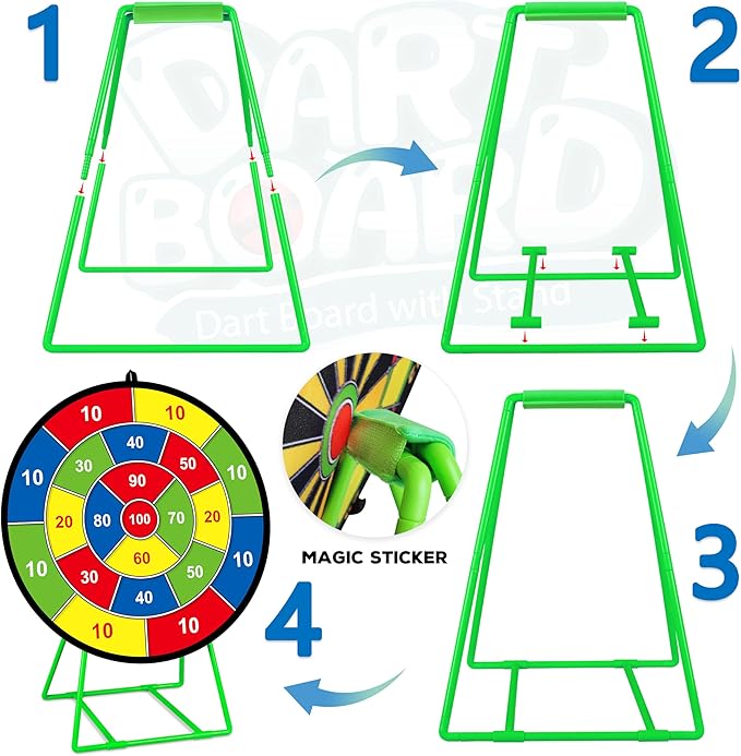 Large Dart Board for Kids, Kids Double-Sided Dart Board with Sticky Balls and Darts, Indoor/Outdoor Sport Fun Party Play Game Toys, Gifts for 3 4 5 6 7 8 9 10 11 12 Year Old Boys Girls-StrideForce Fitness