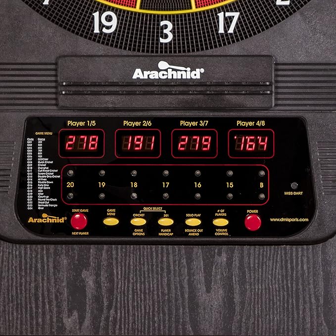 Arachnid Cricket Pro 650 Standing Electronic Dartboards with 24 Games, 132 Variations, and 6 Soft-Tip Darts Included-StrideForce Fitness