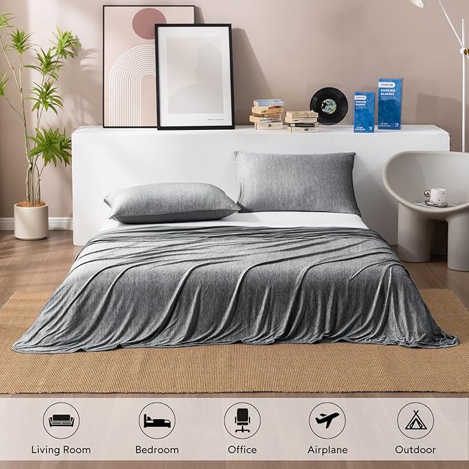 HOMFINE Cooling Blankets for Hot Sleepers - Summer Blanket Thin Lightweight Breathable Soft Double Side Enhanced Cooling for Bed Couch Sofa, Keep Cool for Night Sweats (Black, 60 x 80 inches)-StrideForce Fitness