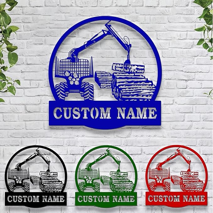 Personalized Logging Lumber Harvester Monogram Metal Sign Art LED Light, Custom Logging Lumber Metal Sign, Wall Art Hanging Home Decor Birthday Xmas Gift-StrideForce Fitness