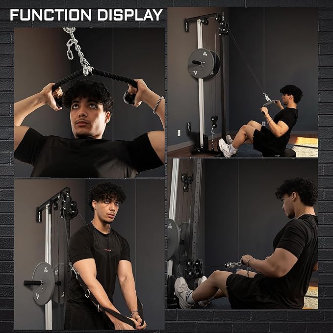 Fitness Wall Mount Cable Crossover Machine – Multi-Functional Dual Pulley System, Home Gym Equipment with Commercial-Grade Steel Frame and 400 lb Load Capacity for Home Gym.-StrideForce Fitness