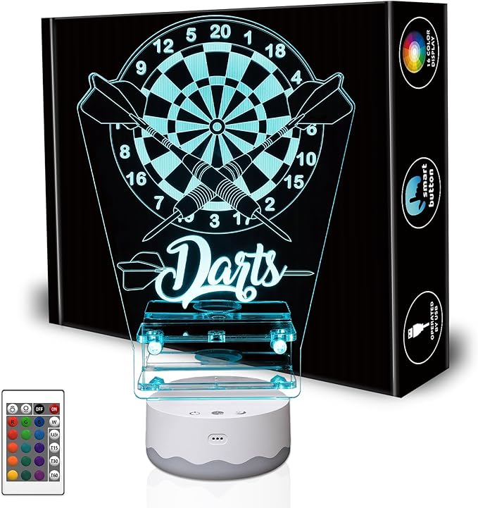 Light Up Dart Holder, 16 Colors Changing Lights Acrylic Dart Holder Stand with Remote Control, Birthday Christmas Gifts for Men Player or Darts Enthusiasts-StrideForce Fitness