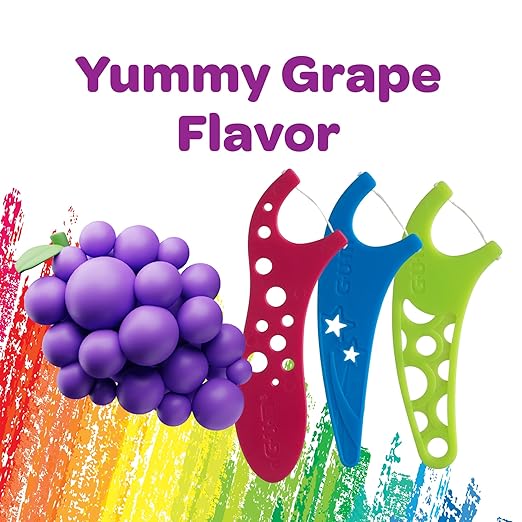 GUM Crayola Kids Flossers with Fluoride - Designed for Little Hands - Fun Grape Flavor - Easy to Use Kids Floss Picks for Children Ages 3+, 75 ct