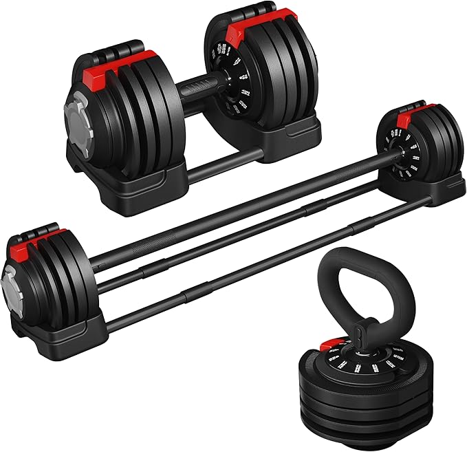 Yaheetech Adjustable Dumbbell Set Free Weight Dumbbells 40lbs/52.5lbs/90lbs Fast Adjust Dumbbells Dumbbell Weight Set, with Tray for Men/Women Strength Training Equipment-StrideForce Fitness