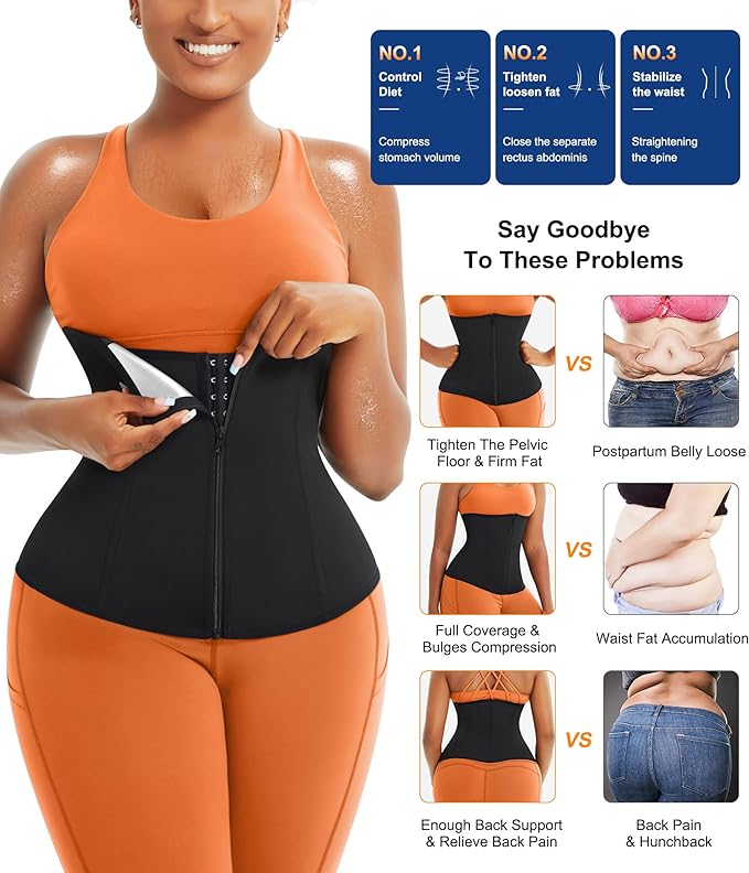 TrainingGirl Waist Trainer for Women Lower Belly Waist Trimmer Corset Tummy Wrap Workout Sweat Belt Band Sports Sauna Suit-StrideForce Fitness