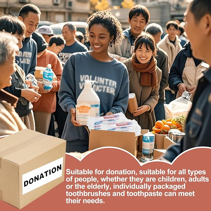 Disposable Toothbrushes with 45 Grams Toothpaste Individually Wrapped, Travel Kit Whit Plastic Zip Bag,Toothbrush Head Cover, Bulk Toothbrush for Homeless,Travel,Shelter,Air Bnb,Hotel,Guest(50)