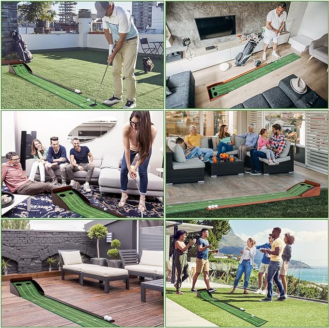Putting Green Putting matt for Indoors Golf Putting Mat - Indoor Putting with Ball. Putting matt for Golf Practice, Portable and Easy to Clean. Great Gift-StrideForce Fitness