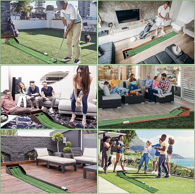 Putting Green Putting matt for Indoors Golf Putting Mat - Indoor Putting with Ball. Putting matt for Golf Practice, Portable and Easy to Clean. Great Gift-StrideForce Fitness
