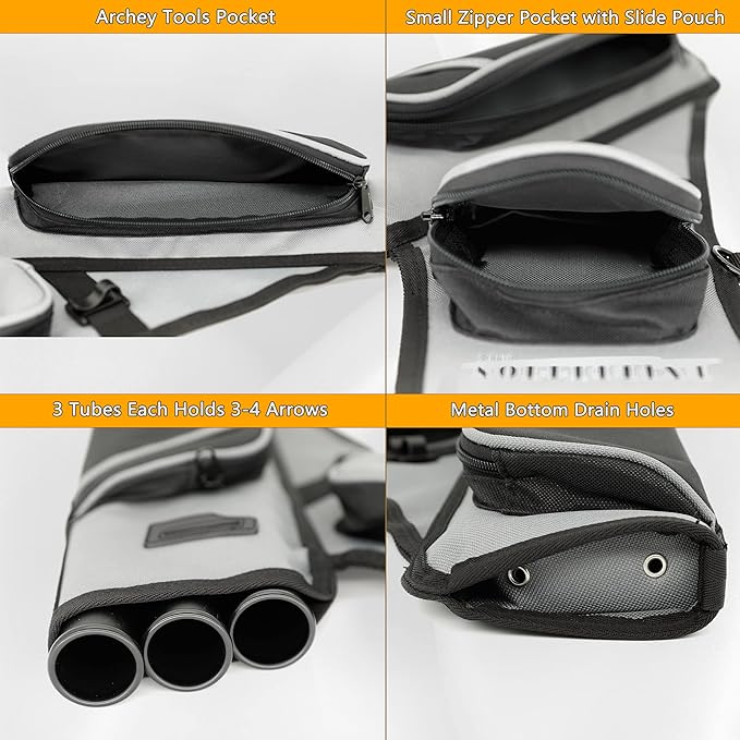 SUNYA Archery Hip Quiver for Arrows. Includes 3 Tubes Arrow Holder, Accessories Pockets and Waist Belt. Fit for Compound and Recurve Bow Practice.-StrideForce Fitness