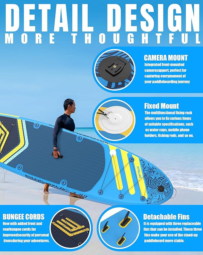 Inflatable Paddle Board 11' x 35'' Wide Stable Design,Stand Up Paddleboard with Sup Accessories Backpack,Pump,Ankle Leash,Adjustable Paddle,Non-Slip Comfort Deck for Adult Youth-StrideForce Fitness
