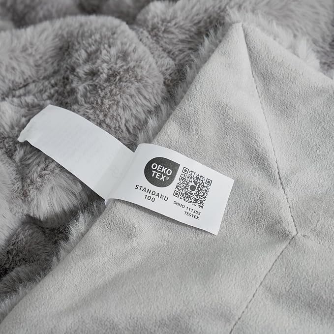 Cozy Bliss Faux Fur Throw Blanket for Couch, Cozy Warm Plush Striped Blanket for Sofa Bedroom Living Room, 90 * 90 Inches Grey-StrideForce Fitness