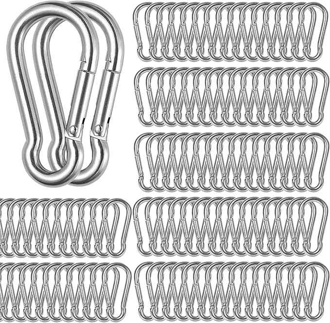 Spring Snap Hooks M5 M6 M8 M10 Carabiner Heavy Duty Carabiner Clips Galvanized Steel Quick Links Caribiniers Hammocks Hooks for Camping Hiking Outdoor Swing Pet Leash Gym-StrideForce Fitness