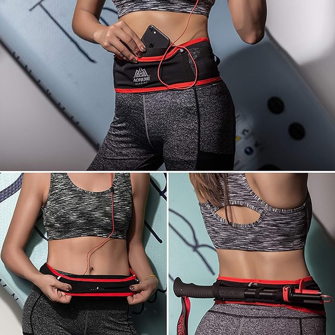 AONIJIE Hydration Belt Running Fanny Pack, with 250ml Soft Water Bottle Flask Phone Holder for Trailing Running Climbing Jogging Cycling Workout Fitness 3 Colors (Red, M/L)-StrideForce Fitness