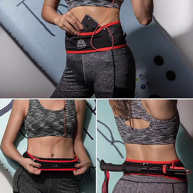AONIJIE Hydration Belt Running Fanny Pack, with 250ml Soft Water Bottle Flask Phone Holder for Trailing Running Climbing Jogging Cycling Workout Fitness 3 Colors (Black, L/XL)-StrideForce Fitness